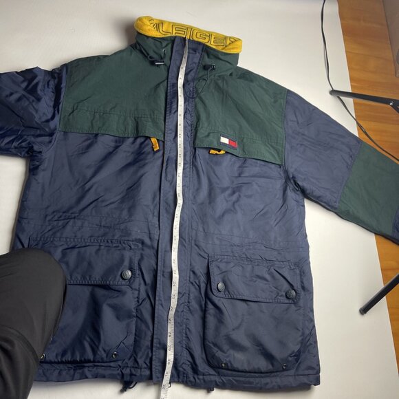 Vintage Retro Tommy Hilfiger Men's L 90s Jacket Sailing Coat Blue & Green - Picture 11 of 16